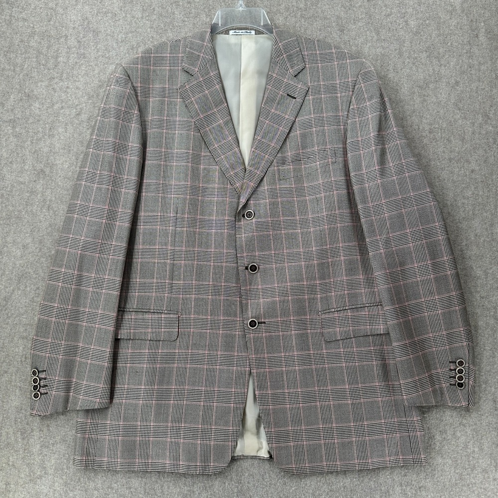 Pal Zileri  Suit Jacket Sport‎ Coat Blazer Wool Silk Blend Size 48 L Black Pink